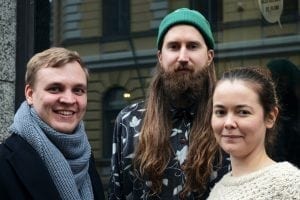 Aatoksen Niko Isojärvi, Arttu Seppänen ja Emmi Skytén. Kuvasta puuttuu Leena Alanko. Kuva: Ida Pimenoff 2017.