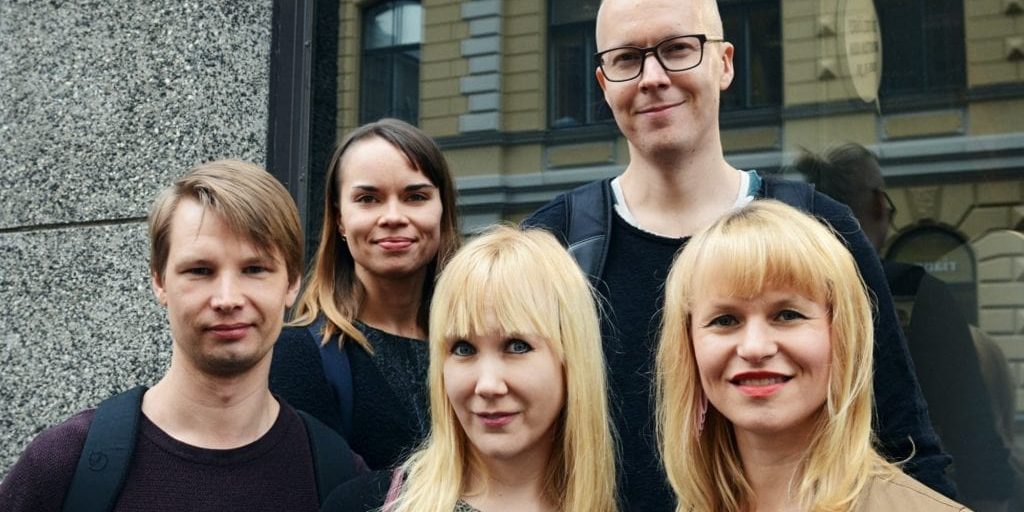 0903_2017_Tripsteri Tripsterin Mika Vikström, Noora Mattila, Paula Kultanen Ribas, Panu Pahkamaa, Tuulia Kolehmainen. Kuva: Ida Pimenoff 2017.